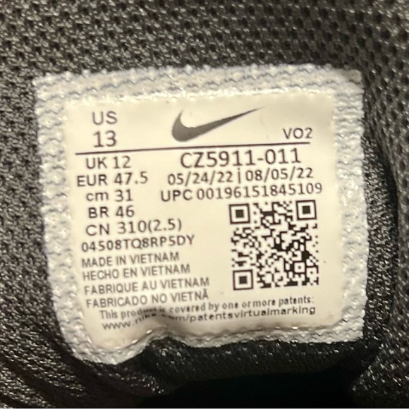 NIKE MENS Force Trout 8 Keystone 'Black Dark Smoke Grey SIZE 13 - Picture 5 of 5